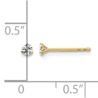 14K Yellow Gold 0.10 Carat Lab Grown Diamond VS+ F+ Round Complete Three Prong Stud Earrings view 3