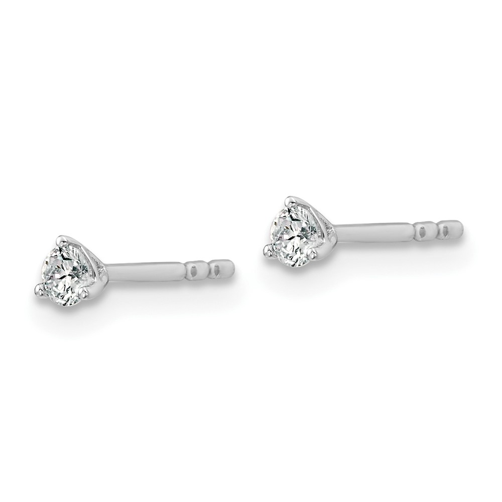 14k White Gold 1/6 carat Lab Grown Diamond VS/SI+ G+ Round Complete Three Prong Stud Earrings (EM1007-015-WLG)