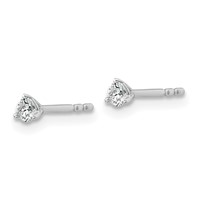 14K White Gold 0.17 Carat Lab Grown Diamond VS+ F+ Round Complete Three Prong Stud Earrings view 2