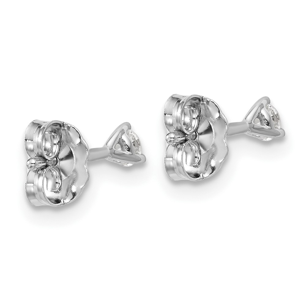 14k White Gold 1/6 carat Lab Grown Diamond VS/SI+ G+ Round Complete Three Prong Stud Earrings (EM1007-015-WLG)