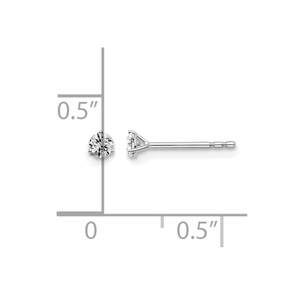14k White Gold 1/6 carat Lab Grown Diamond VS/SI+ G+ Round Complete Three Prong Stud Earrings (EM1007-015-WLG)