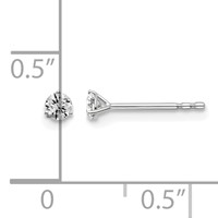 14K White Gold 0.17 Carat Lab Grown Diamond VS+ F+ Round Complete Three Prong Stud Earrings view 3