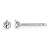 14K White Gold 0.17 Carat Lab Grown Diamond VS+ F+ Round Complete Three Prong Stud Earrings view 1