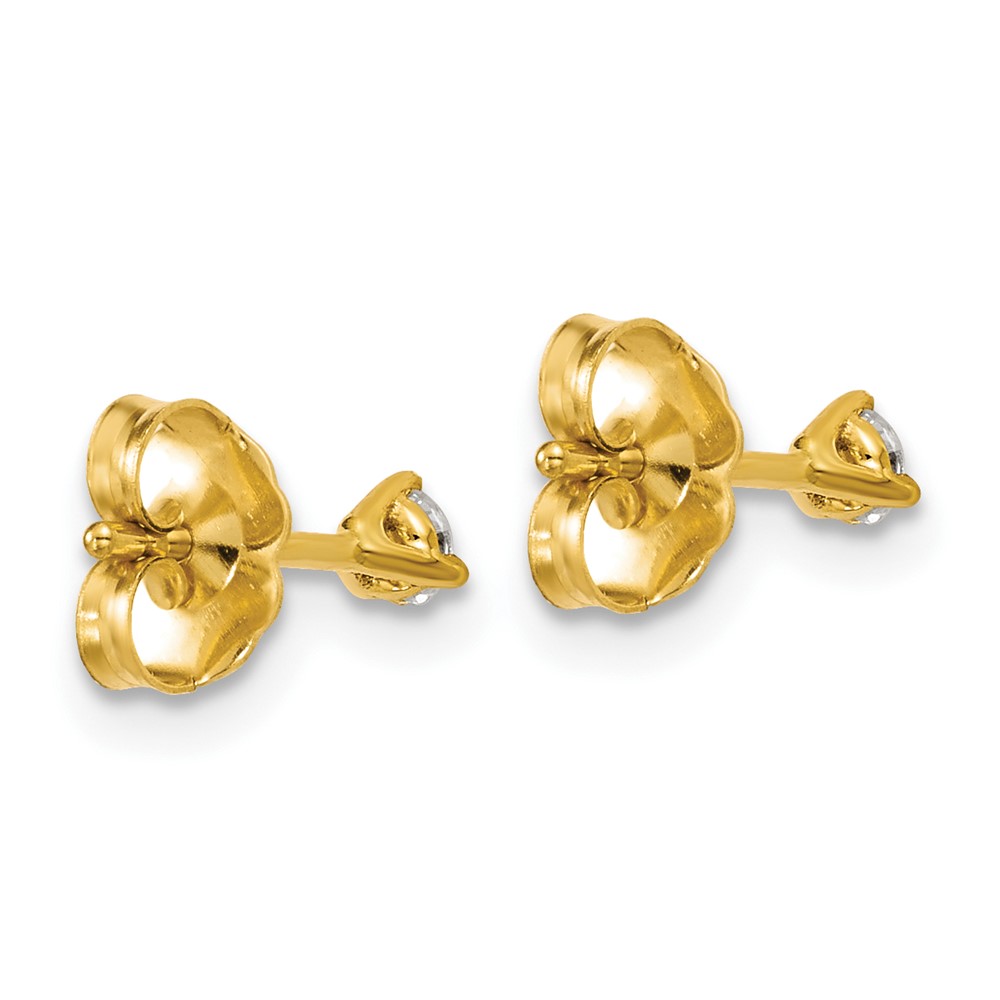 14k 1/6 carat Lab Grown Diamond VS/SI+ G+ Round Complete Three Prong Stud Earrings (EM1007-015-LG)