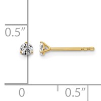 14K Yellow Gold 0.17 Carat Lab Grown Diamond VS SI+ G+ Round Complete Three Prong Stud Earrings view 3