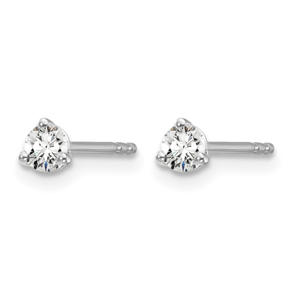 14k White Gold 1/5 carat Lab Grown Diamond VS/SI+ G+ Round Complete Three Prong Stud Earrings (EM1007-020-WLG)