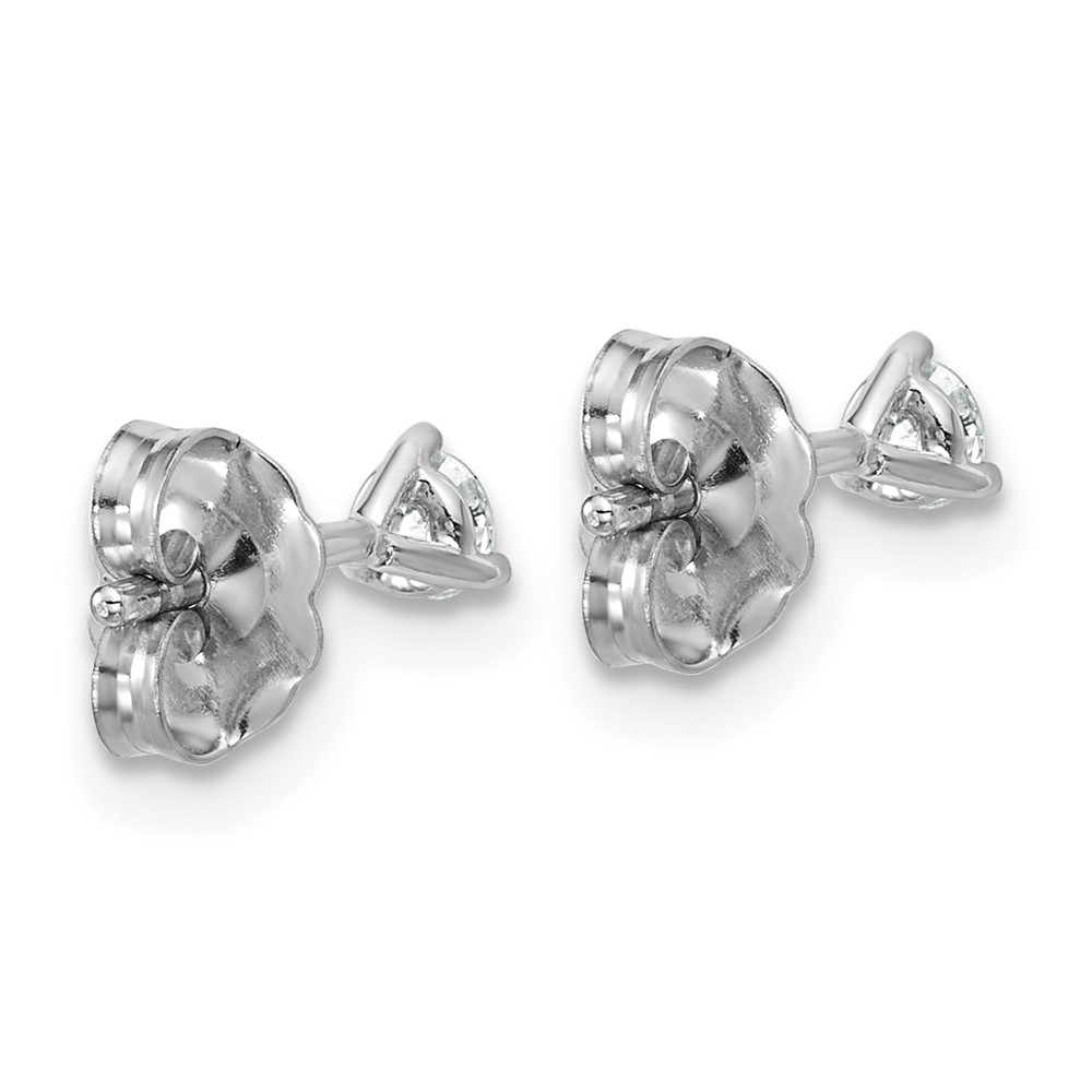 14k White Gold 1/5 carat Lab Grown Diamond VS/SI+ G+ Round Complete Three Prong Stud Earrings (EM1007-020-WLG)