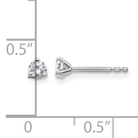 14K White Gold 0.20 Carat Lab Grown Diamond VS SI+ G+ Round Complete Three Prong Stud Earrings view 5