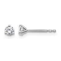 14K White Gold 0.20 Carat Lab Grown Diamond VS SI+ G+ Round Complete Three Prong Stud Earrings view 1