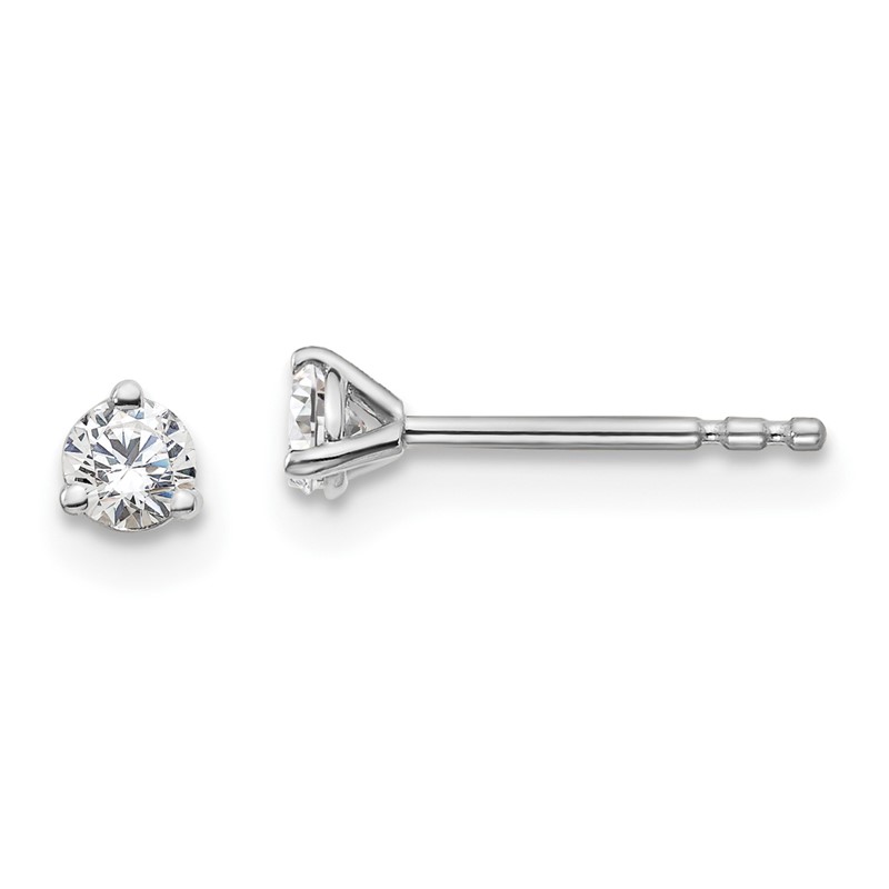 14k White Gold 1/5 ctw Certified Lab Grown Diamond VS+ F+ Round 3 Prong Heavy Wt. Stud Earrings