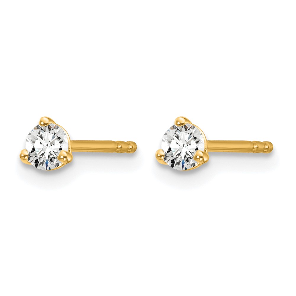 14k 1/5 carat Lab Grown Diamond VS/SI+ G+ Round Complete Three Prong Stud Earrings (EM1007-020-LG)