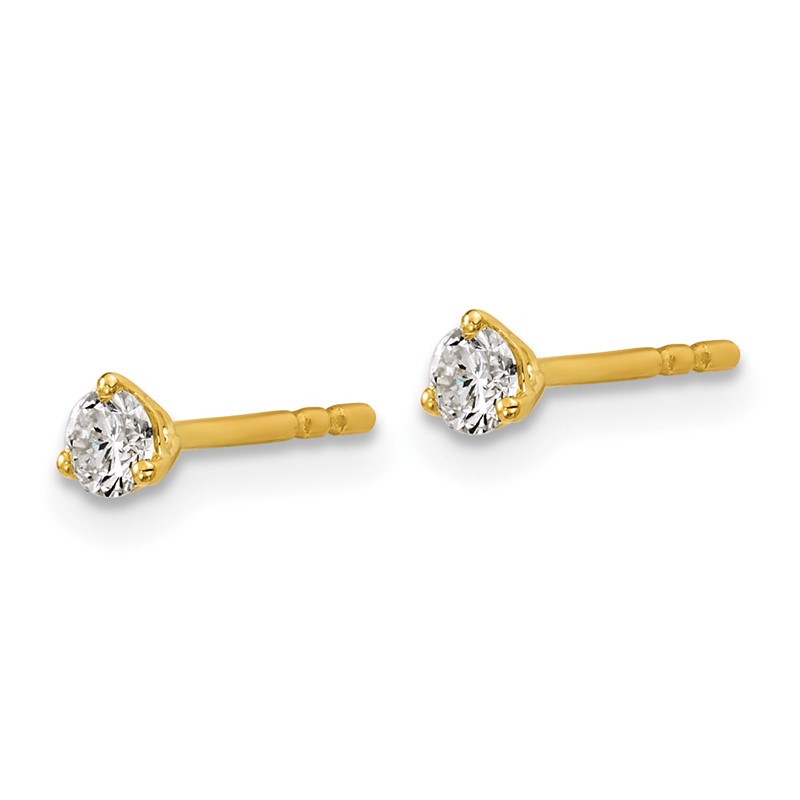 14k Yellow Gold 1/5 ctw Certified Lab Grown Diamond VS/SI+ G+ Round 3 Prong Heavy Wt. Stud Earrings