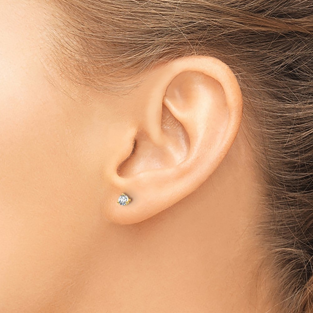 14k 1/5 carat Lab Grown Diamond VS/SI+ G+ Round Complete Three Prong Stud Earrings (EM1007-020-LG)
