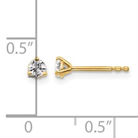 14K Yellow Gold 0.20 Carat Certified Lab Grown Diamond VS+ F+ Round Complete Three Prong Stud Earrings view 4