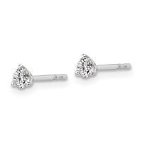 18K White Gold 0.25 Carat Lab Grown Diamond VS+ F+ Round Complete Three Prong Stud Earrings view 2