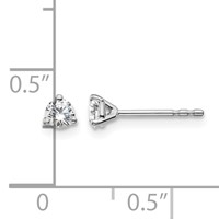 18K White Gold 0.25 Carat Lab Grown Diamond VS+ F+ Round Complete Three Prong Stud Earrings view 4