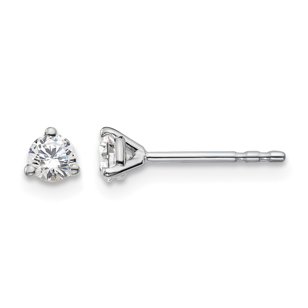 Platinum 0.25 Carat Lab Grown Diamond VS+ F+ Round Complete Three Prong Stud Earrings
