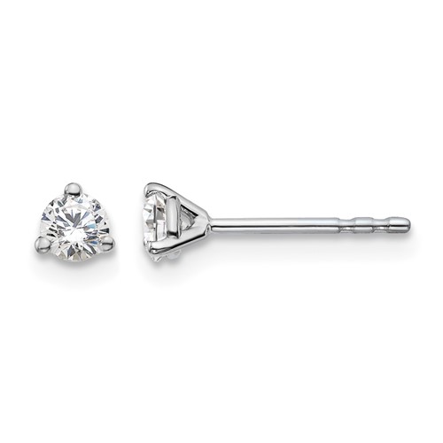 Platinum 0.25 Carat Lab Grown Diamond VS+ F+ Round Complete Three Prong Stud Earrings