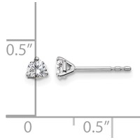 14K White Gold 0.25 Carat Certified Lab Grown Diamond VS+ F+ Round Complete Three Prong Stud Earrings view 5