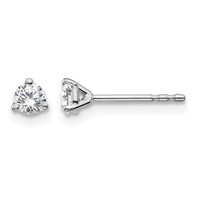 14K White Gold 0.25 Carat Certified Lab Grown Diamond VS+ F+ Round Complete Three Prong Stud Earrings view 1
