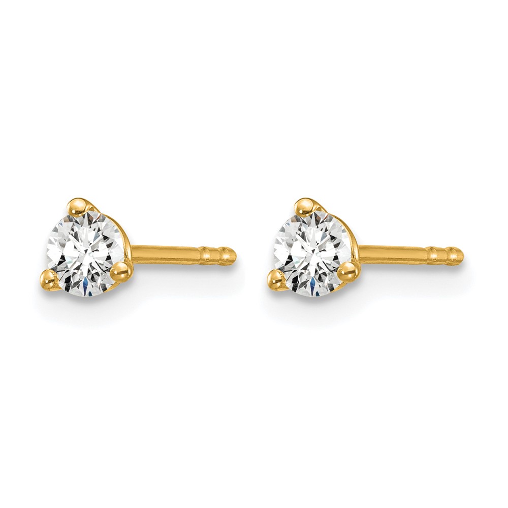 14k 1/4 carat Lab Grown Diamond VS/SI+ G+ Round Complete Three Prong Stud Earrings (EM1007-025-LG)