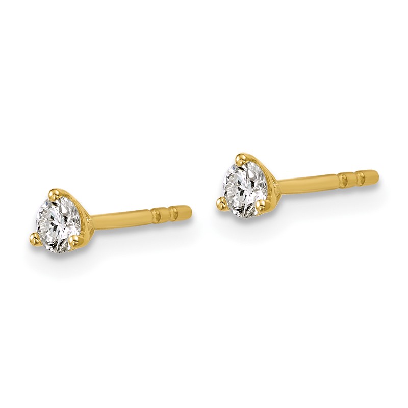 14k Yellow Gold 1/4 ctw Lab Grown Diamond VS/SI+ G+ Round 3 Prong Heavy Wt. Stud Earrings