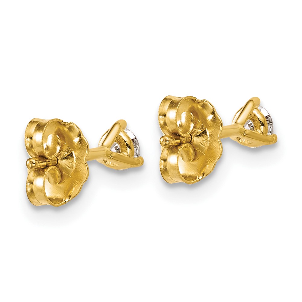 14k 1/4 carat Lab Grown Diamond VS/SI+ G+ Round Complete Three Prong Stud Earrings (EM1007-025-LG)