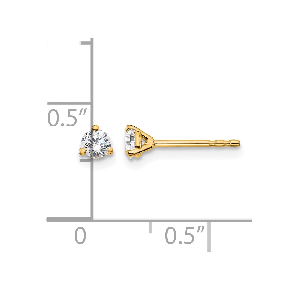 14k 1/4 carat Lab Grown Diamond VS/SI+ G+ Round Complete Three Prong Stud Earrings (EM1007-025-LG)