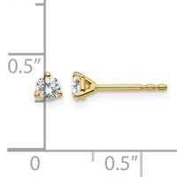 14K Yellow Gold 0.25 Carat Lab Grown Diamond VS SI+ G+ Round Complete Three Prong Stud Earrings view 5