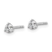18K White Gold 0.33 Carat Lab Grown Diamond VS+ F+ Round Complete Three Prong Stud Earrings view 2