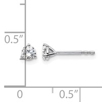 18K White Gold 0.33 Carat Lab Grown Diamond VS+ F+ Round Complete Three Prong Stud Earrings view 4