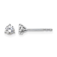 18K White Gold 0.33 Carat Lab Grown Diamond VS+ F+ Round Complete Three Prong Stud Earrings view 1