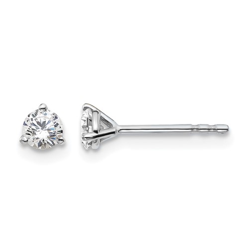 18K White Gold 0.33 Carat Certified Lab Grown Diamond VS+ F+ Round Complete Three Prong Stud Earrings