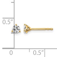 18K Yellow Gold 0.33 Carat Lab Grown Diamond VS+ F+ Round Complete Three Prong Stud Earrings view 4