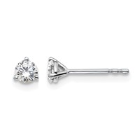 Platinum 0.33 Carat Lab Grown Diamond VS+ F+ Round Complete Three Prong Stud Earrings view 1