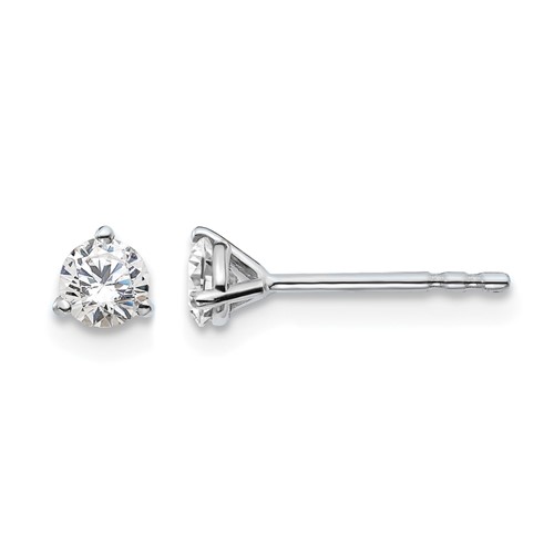 Platinum 0.33 Carat Lab Grown Diamond VS+ F+ Round Complete Three Prong Stud Earrings