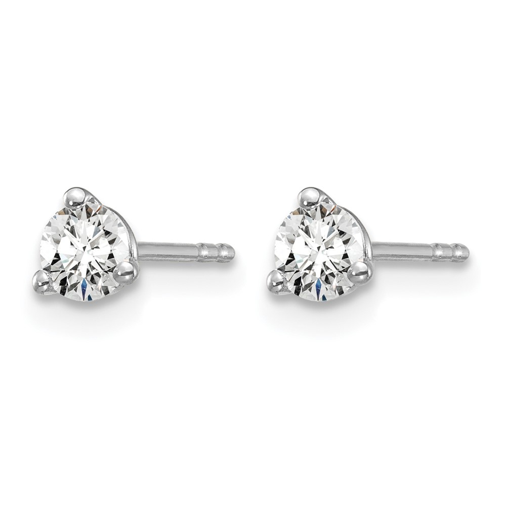 14k White Gold 1/3 carat Lab Grown Diamond VS+ F+ Round Complete Three Prong Stud Earrings (EM1007-033-WLD)