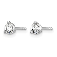 14K White Gold 0.33 Carat Certified Lab Grown Diamond VS+ F+ Round Complete Three Prong Stud Earrings view 2