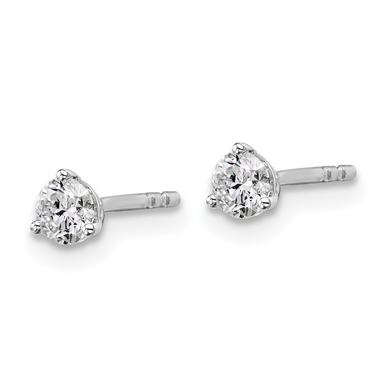 14k White Gold 1/3 ctw Lab Grown Diamond VS+ F+ Round 3 Prong Heavy Wt. Stud Earrings