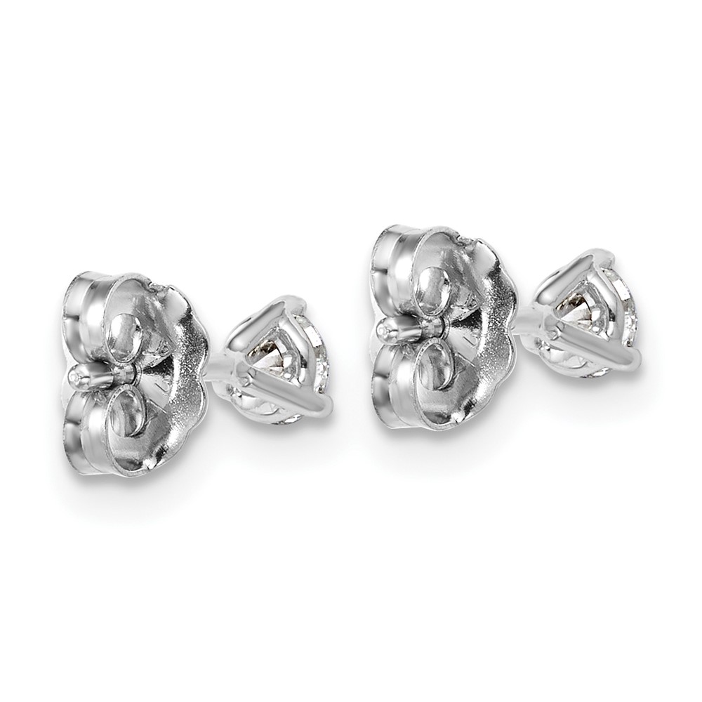 14k White Gold 1/3 carat Lab Grown Diamond VS+ F+ Round Complete Three Prong Stud Earrings (EM1007-033-WLD)