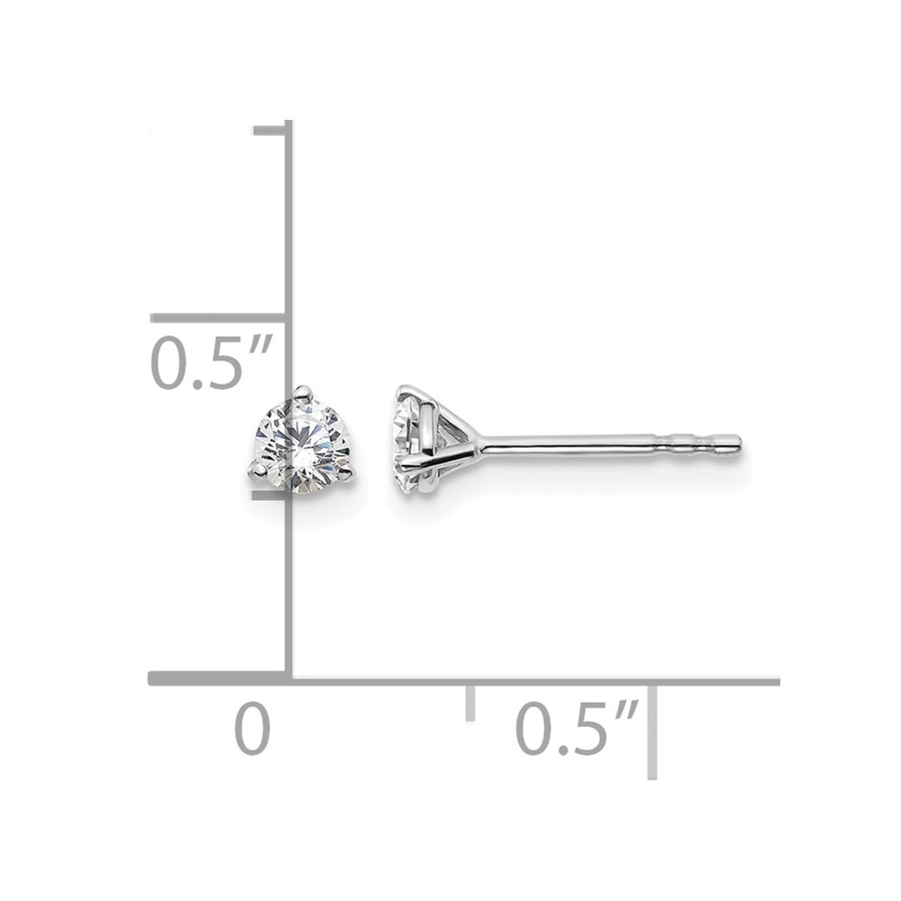 14k White Gold 1/3 carat Lab Grown Diamond VS+ F+ Round Complete Three Prong Stud Earrings (EM1007-033-WLD)