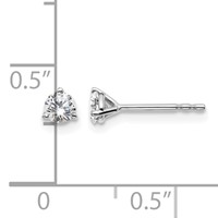 14K White Gold 0.33 Carat Certified Lab Grown Diamond VS+ F+ Round Complete Three Prong Stud Earrings view 5