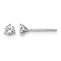 14K White Gold 0.33 Carat Certified Lab Grown Diamond VS+ F+ Round Complete Three Prong Stud Earrings view 1