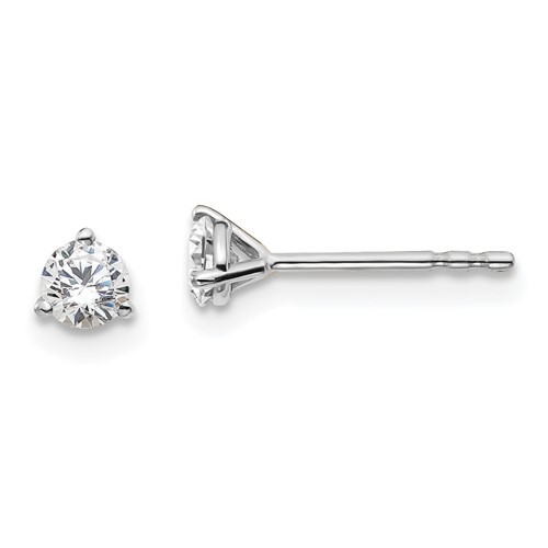 14k White Gold 1/3 carat total weight Round VS/SI DEF Lab Grown Diamond 3 Prong Stud Post Earrings