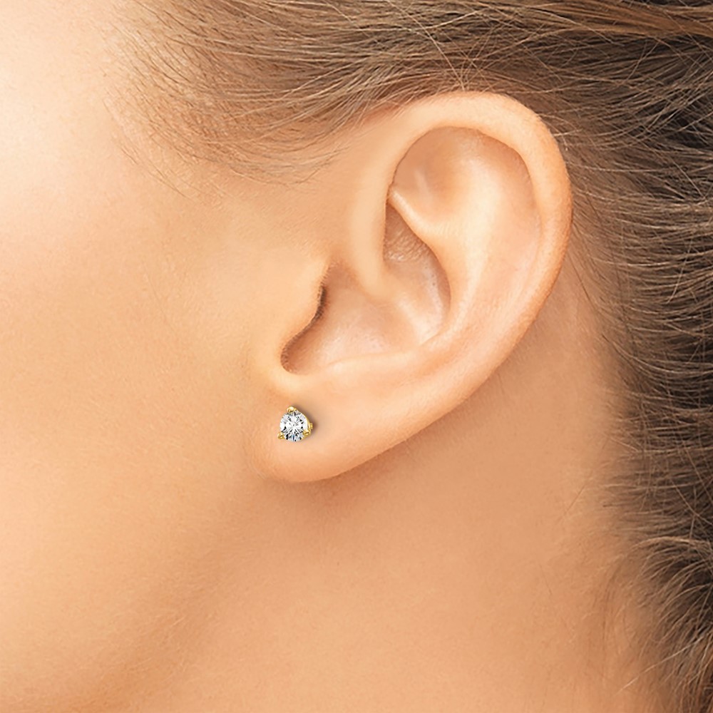 14k 1/3 carat Lab Grown Diamond VS/SI+ G+ Round Complete Three Prong Stud Earrings (EM1007-033-LG)