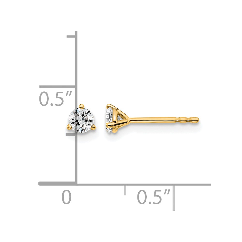 14k 1/3 carat Lab Grown Diamond VS/SI+ G+ Round Complete Three Prong Stud Earrings (EM1007-033-LG)