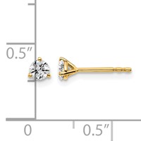 14K Yellow Gold 0.33 Carat Certified Lab Grown Diamond VS SI+ G+ Round Complete Three Prong Stud Earrings view 5