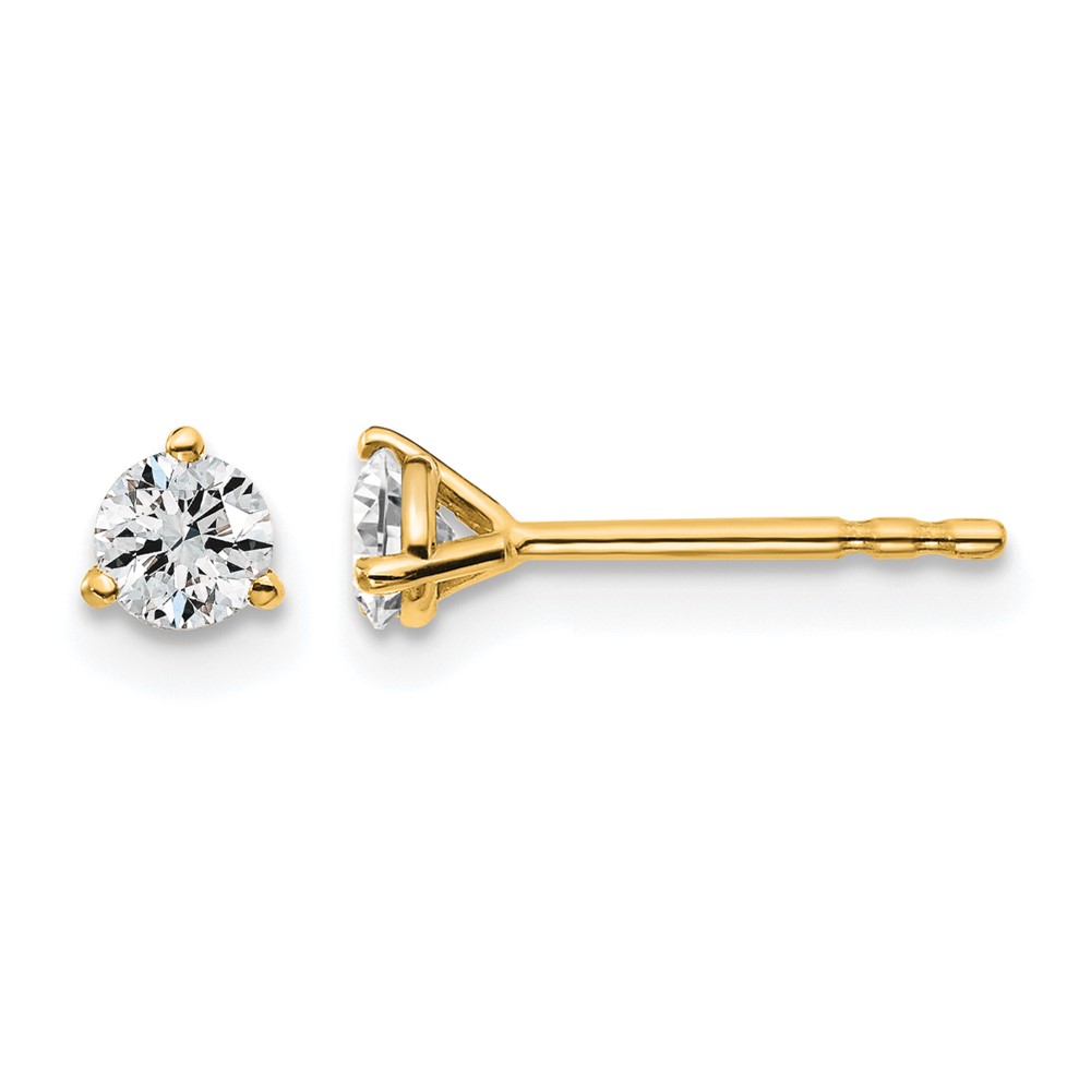 14k 1/3 carat Lab Grown Diamond VS/SI+ G+ Round Complete Three Prong Stud Earrings (EM1007-033-LG)