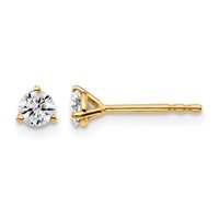 14K Yellow Gold 0.33 Carat Certified Lab Grown Diamond VS SI+ G+ Round Complete Three Prong Stud Earrings view 1