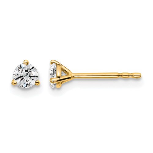 14k 1/3 carat Certified Lab Grown Diamond VS/SI+ G+ Round Complete Three Prong Stud Earrings